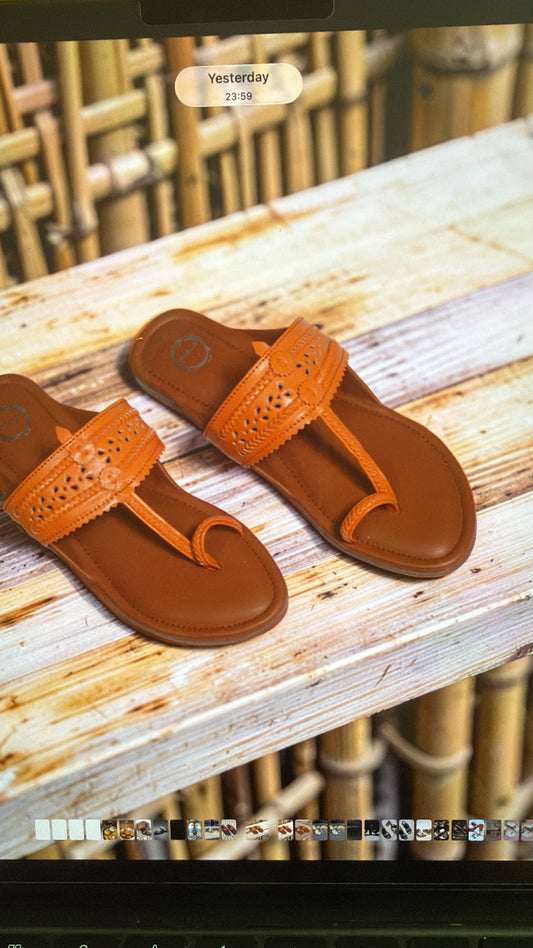 Orange and Brown Flat Kolhapuri