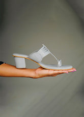 Grey Block Heel Kolhapuri