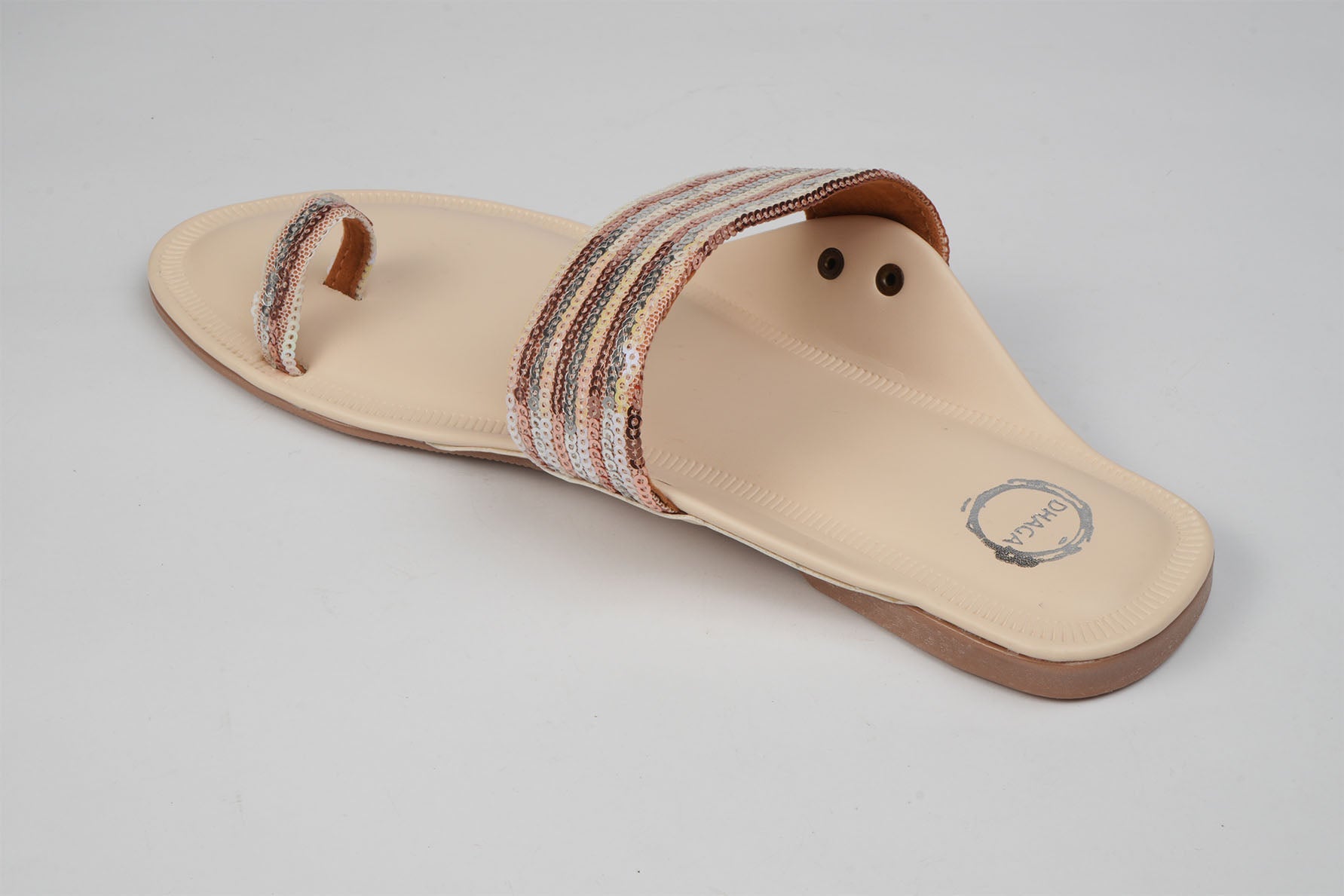 Cream Shimmer Flat Kolhapuri
