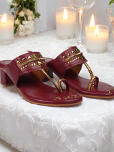 Maroon Block Heel With a twist