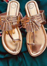 Aurora Petal  - Rose Gold Flat kolhapuri