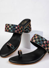 Threaded Harmony - Multicolor black Block heel