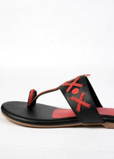 Chilli Chic - Red and Black Flat Kolhapuri