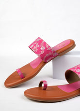 Gulabo Grace - Pink flat kolhapuri