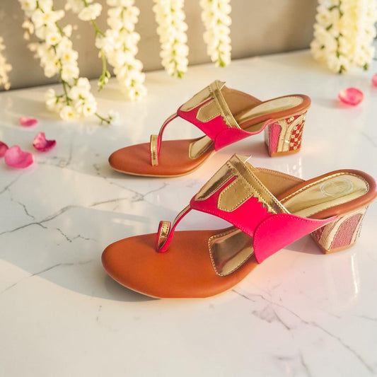 Elegant Fuschia ethnic heel sandal