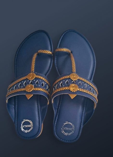 Midnight Weave - Blue flat Kolhapuri