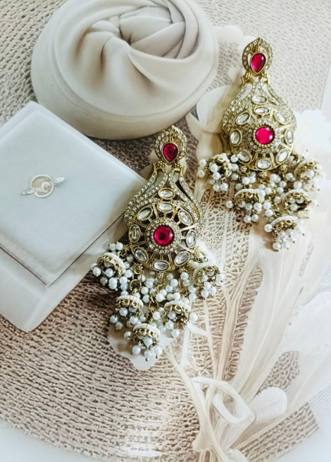 Royal Ruby Chandbali Drop Earrings