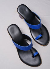Striped- Black Block Heel Kolhapuri