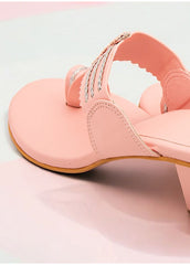 Pink Block Heel Kolhapuri