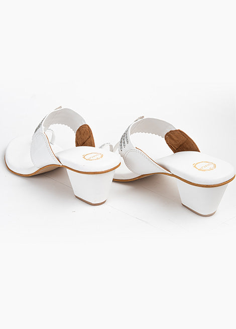 White block heel Kolhapuri