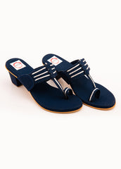 Navy Blue Block Heel