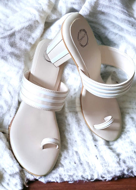 Classic Charm : Cream and White Block Heel
