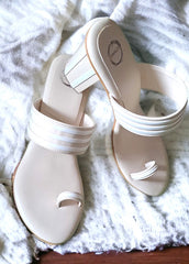 Classic Charm : Cream and White Block Heel