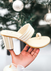 Classic Charm : Cream and White Block Heel