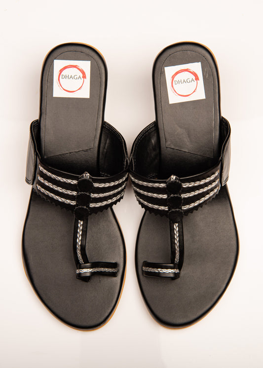Black Block Heel Kolhapuri