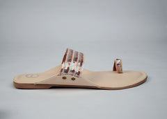 Cream Shimmer Flat Kolhapuri
