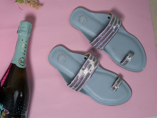 Blue Shimmer Flat kolhapuri