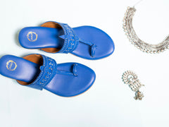 Monday Blues Block Heel Kolhapuri