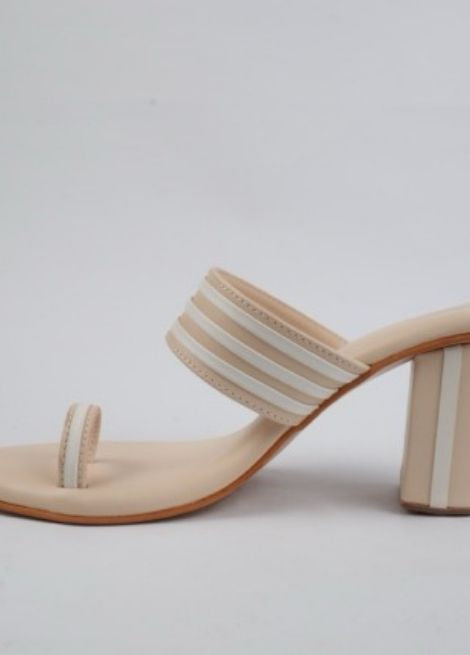 Classic Charm : Cream and White Block Heel