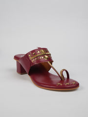 Maroon Block Heel With a twist