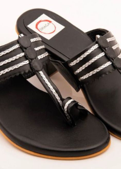 Black Block Heel Kolhapuri