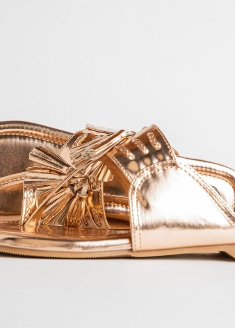 Aurora Petal  - Rose Gold Flat kolhapuri