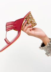 Rudy Radiance - Maroon Block Heel Kolhapuri