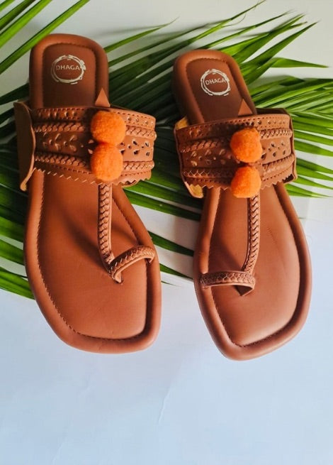 Tan Brown Flat Kolhapuri