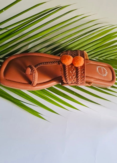 Tan Brown Flat Kolhapuri