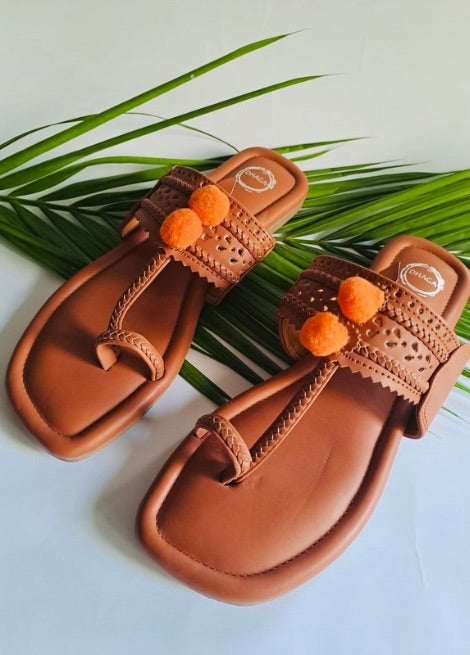 Tan Brown Flat Kolhapuri
