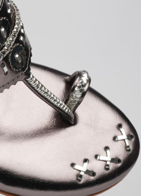 Silver Cadillac - Metallic Block Heel Kolhapuri