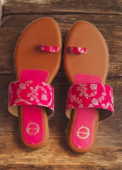 Gulabo Grace - Pink flat kolhapuri