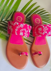 Gulabo Grace - Pink flat kolhapuri