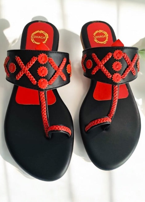 Chilli Chic - Black Flat Kolhapuri