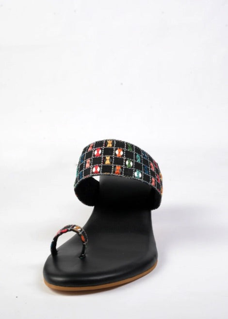Threaded Harmony - Multicolor black Block heel