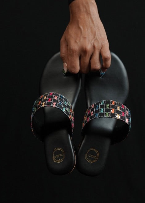 Threaded Harmony - Multicolor black Block heel