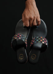 Threaded Harmony - Multicolor black Block heel