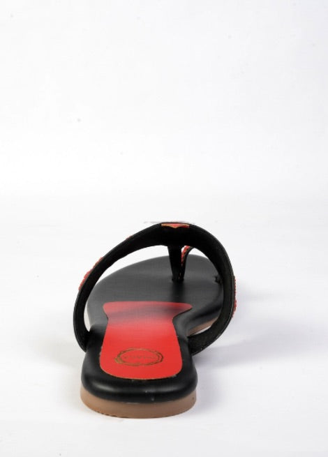 Chilli Chic - Red and Black Flat Kolhapuri