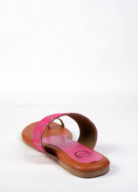 Gulabo Grace - Pink flat kolhapuri