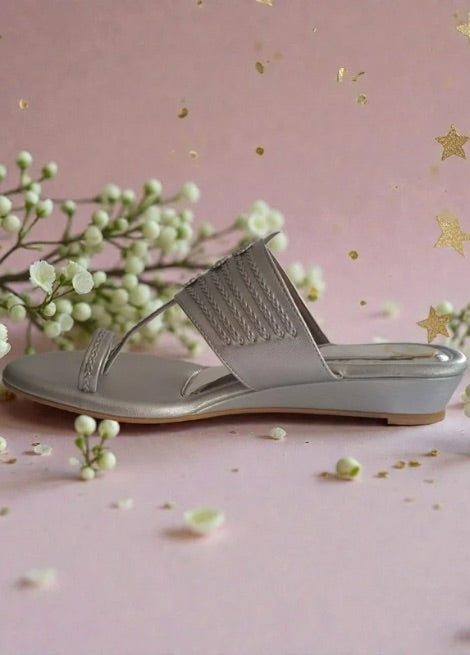 Nysa Kolhapuri - Silver wedge heel