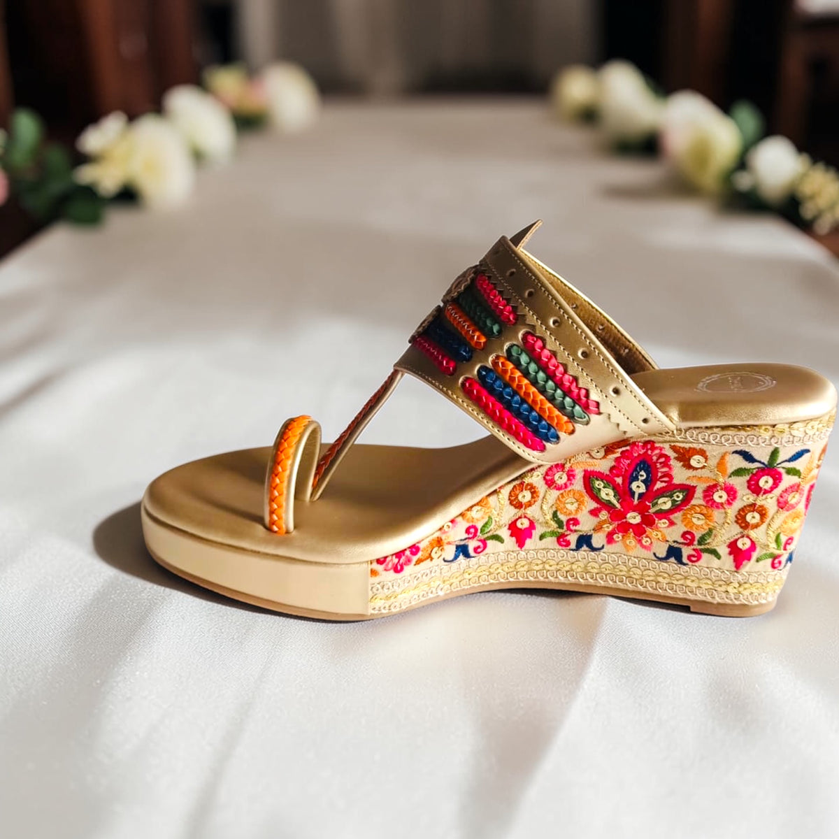 Rangriti Handcrafted Festive Wedges - Gold Wedges