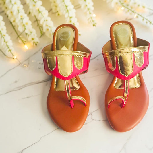 Elegant Fuschia ethnic heel sandal