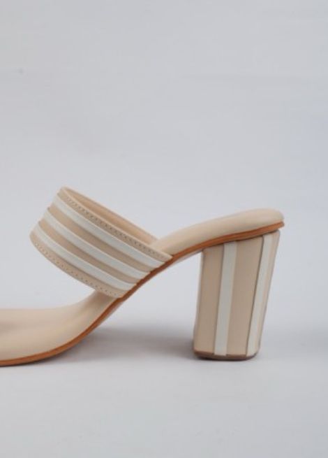 Snow Ball - Cream and White Block Heel