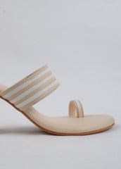 Snow Ball - Cream and White Block Heel