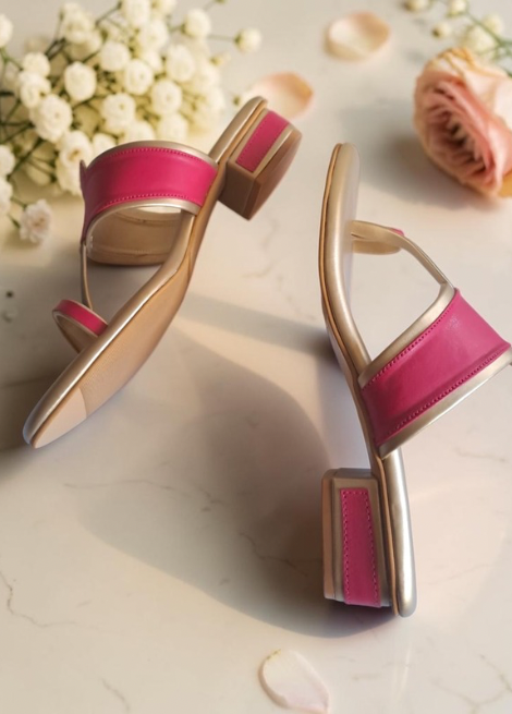 Ruby Glow - Antique gold block heel
