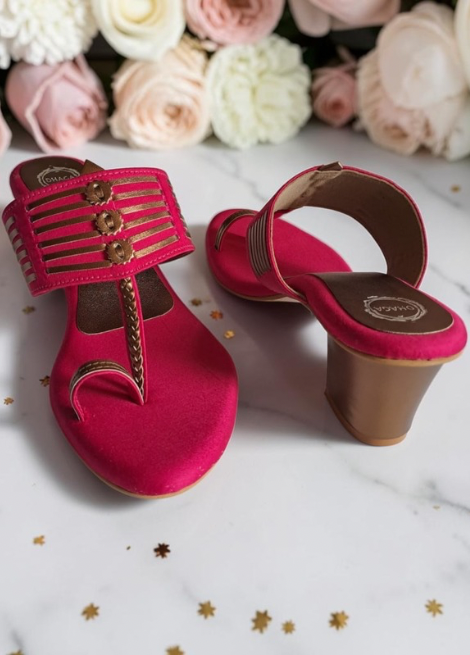 Rose Muse- Fuschia and gold block heel