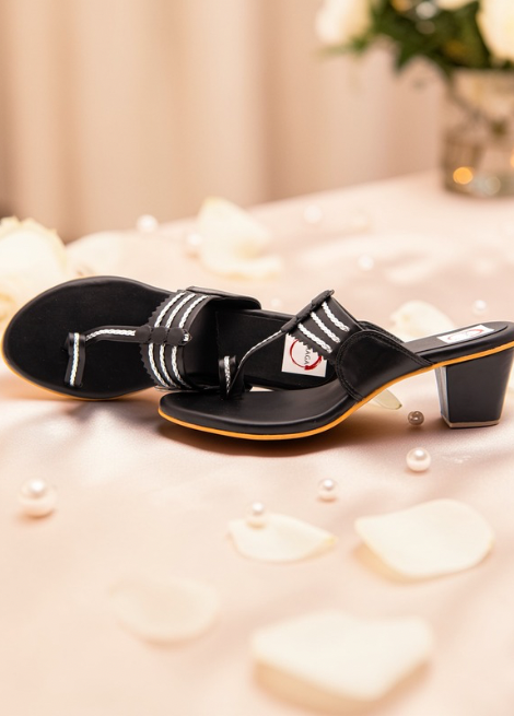 Black Block Heel Kolhapuri