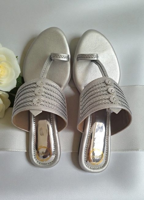 Nysa Kolhapuri - Silver wedge heel