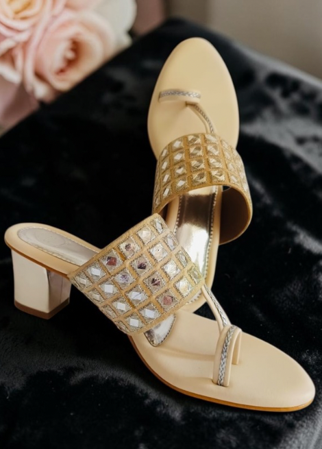 Ivory Mirror - Beige block Heel