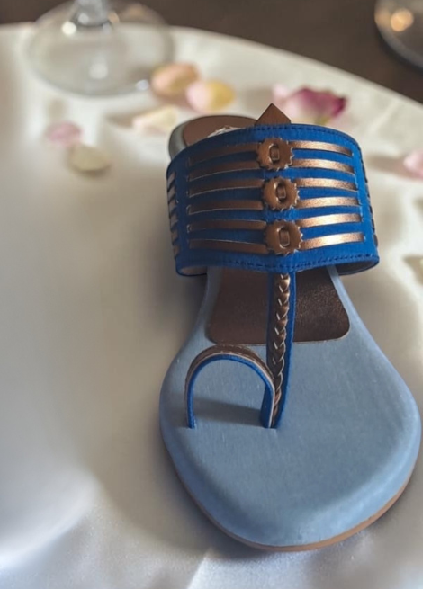 Neelam Heel - Blue Block Heel Kolhapuri